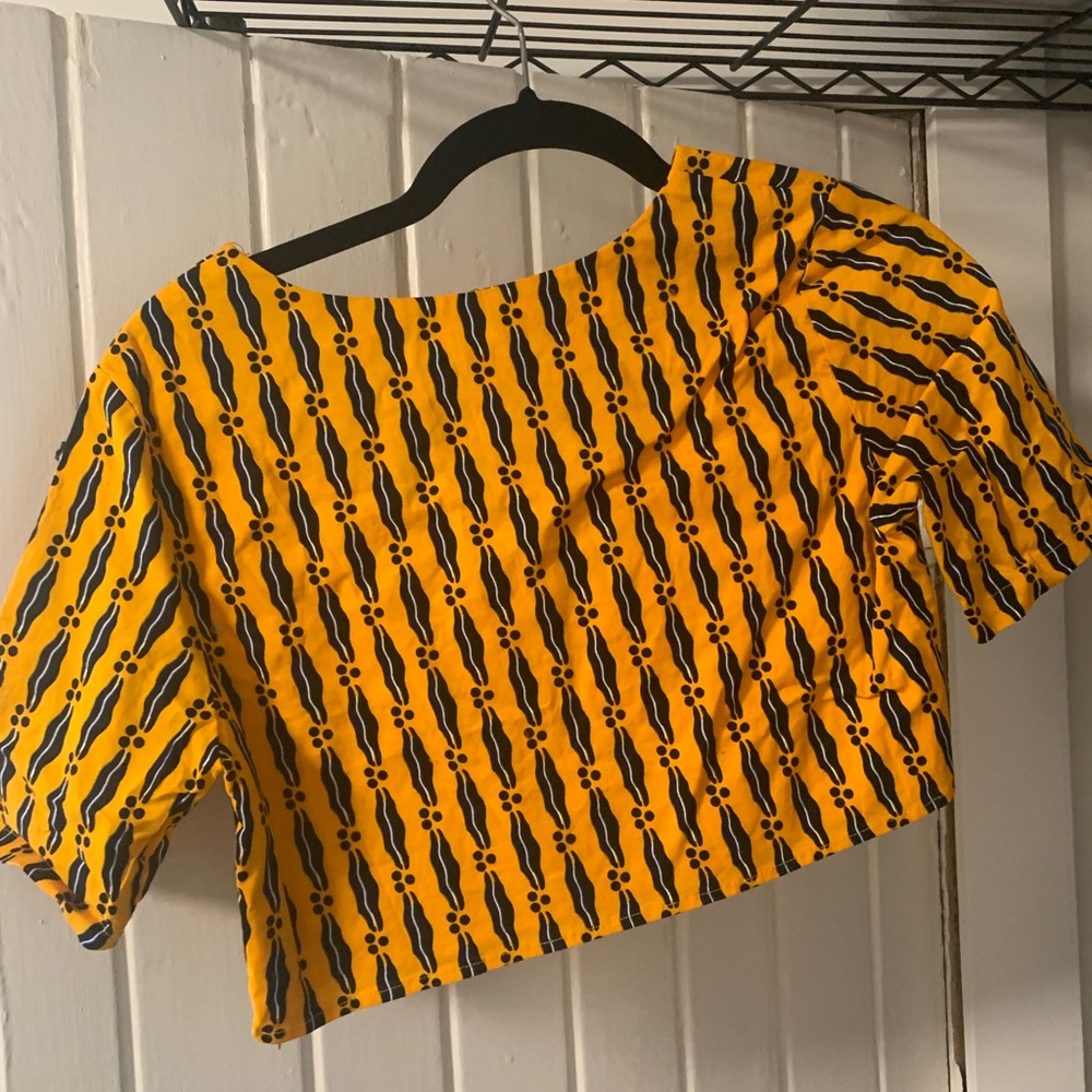 African crop trop with wax textile